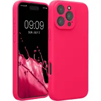 Kwmobile telefoonhoesje geschikt voor Apple iPhone 16 Pro Max - TPU backcover met siliconen coating - Smartphone case in neon roze