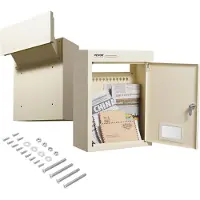 Vevor Wandbrievenbus, Robuuste stalen inbouwbrievenbus voor muren van 70 tot 200 mm dik, Cijferslot, Brievenbus 320 x 158 x 430 mm, Beige
