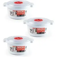 PlasticForte Plastic Forte Magnetronschaal - 3x - deksel/ventiel - 500 ml - wit - kunststof - BPA vrij