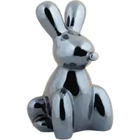 Present Time Ornament Balloon Bunny Groot - Zwart - 12.7x11.5x20cm - Scandinavisch - Keramiek