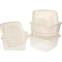 Hega hogar Vershoudbakjes - set 3x stuks - 1.3 liter - transparant/wit - L16 x B16 x H11 cm - Mealprep - Maaltijden bewaren