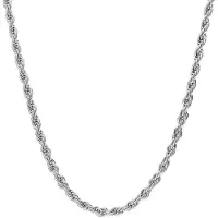 Lucardi Dames Stalen ketting koord 3mm - Ketting - Staal - Zilver - 55 cm