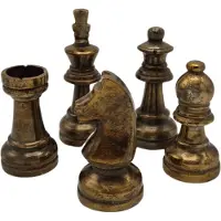 Deco4yourhome - Schaakset - Metaal - set van 5 - Antiek Goud - Gold
