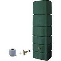 Graf regenton Slim 350 L groen - met kraantje-met vulautomaat ronde regenpijp
