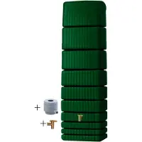 Graf regenton Slim 650 L groen-met kraantje-met vulautomaat voor ronde regenpijp