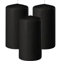Enlightening Candles Cilinderkaars/stompkaars - 3x - zwart - D6 x H15 cm - 58 branduren - Dikke kaarsen - Voor kandelaar of plateau