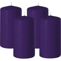 Enlightening Candles Cilinderkaars/stompkaars - 4x - paars - D6 x H15 cm - 58 branduren - Dikke kaarsen - Voor kandelaar of plateau