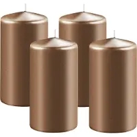 Enlightening Candles Cilinderkaars/stompkaars - 4x - koper - D6 x H15 cm - 58 branduren - Dikke kaarsen - Voor kandelaar of plateau