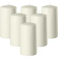 Enlightening Candles Cilinderkaars/stompkaars - 6x - ivoor wit - D6 x H10 cm - 36 branduren - Dikke kaarsen - Voor kandelaar of plateau
