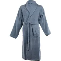 Tiseco - Badjas LINDU - katoen - badstof, met zakken - S/M, blauw