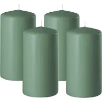 Enlightening Candles Cilinderkaars/stompkaars - 4x - groen - D6 x H10 cm - 36 branduren - Dikke kaarsen - Voor kandelaar of plateau