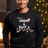 B&C Unisex kersttrui- Kerst is Zoepen & vrett'n- Maat 3XL- Zwart-Foute kersttrui.