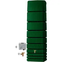 Graf regenton Slim 650 L groen-met kraantje -met vulautomaat voor rechthoekige regenpijp