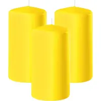 Enlightening Candles Cilinderkaars/stompkaars - 3x - geel - D6 x H15 cm - 58 branduren - Dikke kaarsen - Voor kandelaar of plateau