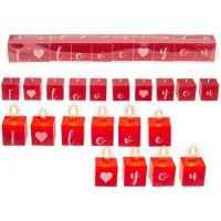 Nt Mini KAARSJES met tekst - Vierkante kaarsen met letters, ik hou van jou. - (B/H/D) 3x3x3cm - Moederdag