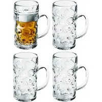 SANTEX Bierpullen/bierglazen - 4x - 1.3 liter/130 cl/1300 ml - onbreekbaar kunststof - Bierfeest/Oktoberfest pul - Bierpul glazen