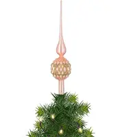 Inge-glas Inge Christmas Goods kerstboom piek gedecoreerd - lichtroze - glas - 31 cm