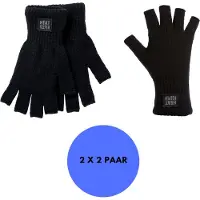 Heat Keeper Heatkeeper - Vingerloze thermo handschoenen heren - Zwart - S/M - 2-Paar - Handschoen winter