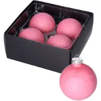 Othmar decorations Luxe kleine kerstballen - 8x st - 8 cm - roze - glas - ice finish