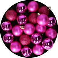 Christmas Decoration kerstballen - 40x - 4 cm - fuchsia roze - kunststof - kerstversiering