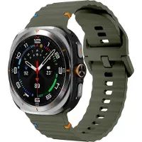 Strap-it Wave siliconen bandje - geschikt voor de Samsung Galaxy Watch Ultra / Ultra 2025 47mm (legergroen)
