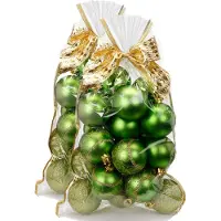 Inge-glas 40x stuks kunststof/plastic kerstballen groen mix 6 cm in giftbag - Kerstboomversiering/kerstversiering