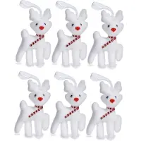 Krist+ Kersthangers rendieren - 6x st - wit - 11 cm - kunststof - kerstornamenten - kerstversiering