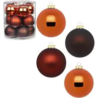 Inge-glas 36x stuks glazen kerstballen kastanje bruin 8 cm glans en mat - Kerstboomversiering/kerstversiering