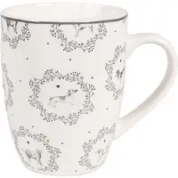 Clayre & Eef Mok 325 ml Wit Grijs Porselein Honden