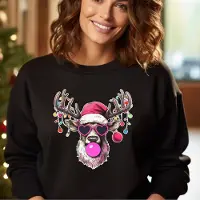 B&C Dames Kersttrui- Rendier maat S- Bubblegum- Zwarte foute kersttrui dames,
