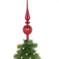 Inge-glas Inge Christmas Goodz kerstboom piek gedecoreerd - rood - glas - 31 cm