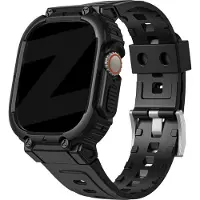 Bandz Stevig TPU bandje met frame - geschikt voor de Apple Watch Ultra (49mm) - zwart bandje met bescherming voor iWatch Ultra series