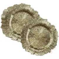 Inge-glas Inge Christmas Diner/kerstdiner onderborden - 8x st - goud - D33 - kunststof - rond
