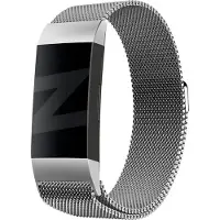 Bandz Milanese loop bandje geschikt voor Fitbit Charge 3 / Charge 4 - Hoogwaardig gevlochten stalen materiaal bandje - Milanees bandje met magneetsluiting - zilver - Maat S