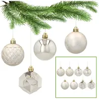 Sarcia.eu Gouden kerstballen, set van plastic kerstballen, kerstboom ornamenten 6cm, 8 stuks