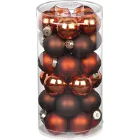 Inge-glas 60x stuks kleine glazen kerstballen kastanje bruin 4 cm - Kerstboomversiering/kerstversiering