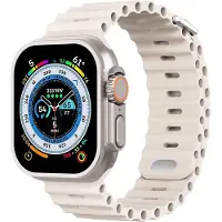 Strap-it Ocean bandje met druksluiting - geschikt voor de Apple Watch Series 1/2/3/4/5/6/7/8/9/10/11/SE/SE2/SE3 - kleine maten: 38 / 40 / 41 / 42mm - iWatch siliconen bandje - sterrenlicht/starlight
