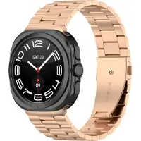 Strap-it Stalen schakel smartwatch bandje met vlindersluiting - Metalen band geschikt voor de Samsung Galaxy Watch Ultra / Ultra 2025 47mm (rosé goud)