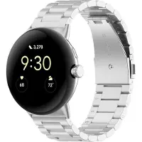 Strap-it Stalen schakel bandje geschikt voor Google Pixel Watch 5 (45 mm) / 4 (45 mm) / 3 (45 mm) - Zilver