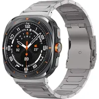 Bandz Titanium band ‘Deluxe’ - geschikt voor Samsung Galaxy Watch Ultra / Ultra 2025 - inclusief horloge inkort set (titanium kleur)