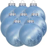 Othmar decorations Luxe kleine kerstballen - 8x st - 8 cm - blauw - glas - ice finish