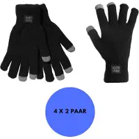 Heatkeeper - Thermo handschoenen unisex - I-touch - Zwart - S/M - 4-Paar - Winter handschoen