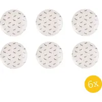 Clayre & Eef Dinerbord set van 6 stuks Ø 26 cm Beige Bruin Porselein Rond Teckels Eetbord