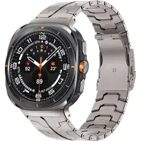 Bandz Titanium band 'Iron' - geschikt voor Samsung Galaxy Watch Ultra / Ultra 2025 - inclusief horloge inkort set (titanium kleur)