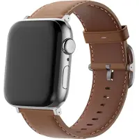 Bandz Lederen band 'Classic' - Extra soepel leren bandje geschikt voor de Apple WatchSeries 1/2/3/4/5/6/7/8/9/10/11/SE/SE2/SE3/Ultra (2/3) - maat: 44mm / 45mm / 46mm / 49mm (lichtbruin)