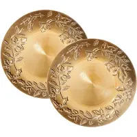 Inge-glas Inge Christmas kerstdiner onderborden -8x- 33 cm -kunststof -goud bladeren opdruk