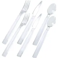 Duni Bestekset Libra - kunststof - 36-delig - 12 vorken - 12 lepels - 12 messen - transparant - bestek