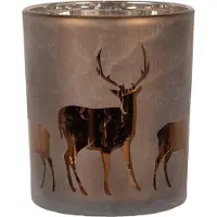 Clayre & Eef Theelichthouder Ø 9x10 cm Bruin Glas