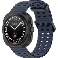 Strap-it Ocean siliconen smartwatch bandje - geschikt voor de Samsung Galaxy Watch Ultra / Ultra 2025 47mm (donkerblauw)
