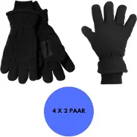 Heat Keeper Heatkeeper - Fleece thermo handschoenen - Heren - Zwart - S/M - 4-Paar - Handschoenen fleece